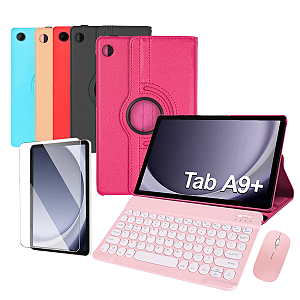 Kit Capa Giratória + Teclado S/ Fio + Película p/ Tablet A9 Plus