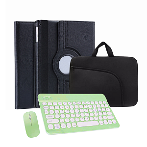 Kit Teclado Bluetooth + Case Rotativa + Bolsa Protetora