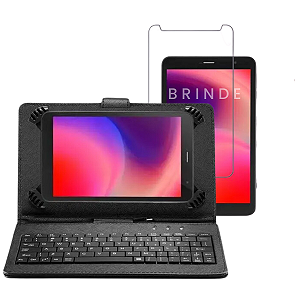 Case c/ Teclado + Película Crystal Clear  p/ Tablet M8 Wi-Fi M8 4G M8 4G Go Edition