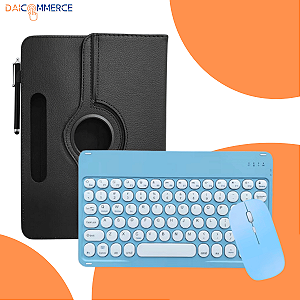Capa Giratória p/ Tablet Lenovo M9 + Teclado Bluetooth +  Caneta Touch