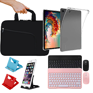 Capa Transparente p/ Tablet Samsung A9 8.7 + Suporte + Teclado Bluetooth + Maleta