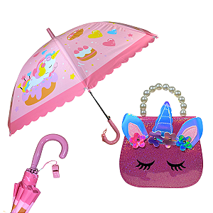 Bolsa + Guarda Chuva Unicórnio