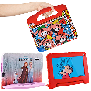 Capa Maleta Siliconada com suporte para Tablet Vision 7 Polegadas Turma da Monica ou Frozen