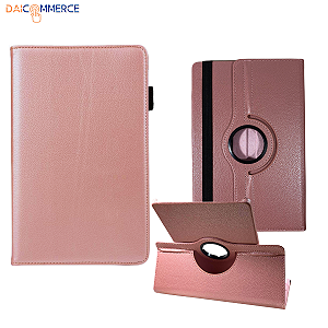 Capa Giratória para Tablet de 10 Polegadas + Teclado e Mouse Bluetooth Rosa