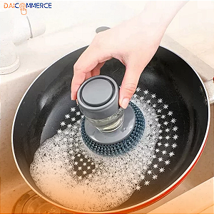 Esponja Escova De Aço com Reservatório Para Limpeza Multiuso