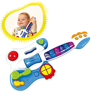 Minha Primeira Guitarra Elétrica Azul Com Luzes E Som Brinquedo Infantil