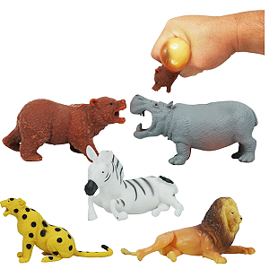 Kit de 5 Brinquedos Antiestresse - Animais da Selva para Momentos de Relaxamento