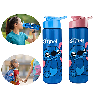 Garrafa Squeeze Infantil 700ml com Personagem Stitch Hidratacão Diária