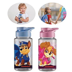 Garrafa Squeeze Infantil 500 ml Patrulha Canina com Chase ou Skye