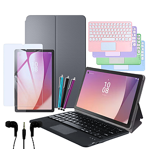 Kit Capa Folio Case Para Tablet Lenovo Tab M9 com Película + Teclado + Caneta Touch + Fone