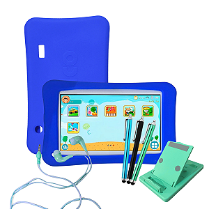 Kit Capa Emborrachada Anti Queda Para Tablet M7 Wifi 7 Polegadas Azul