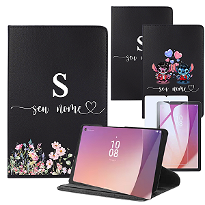 Capa Giratória Para Tablet Lenovo Tab M9 Personalizada Com Nome + Película