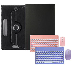 Case giratória preta para Tab Lenovo M11 + Teclado e Mouse via Bluetooth