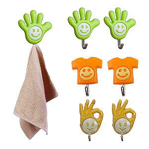 Ganchos de Parede Adesivos Kit com 6 para Quarto Sem Prego Multiuso