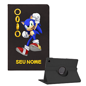 Capa Giratoria para Samsung Galaxy Tab A9+ (SM-X210) Personalizado do Sonic com Seu Nome
