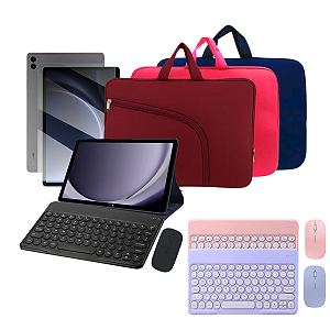 Kit para Tablet Tab Samsung Galaxy S9FE com Teclado e Mouse Bluetooth + Película de Vidro + Luva Case Protetora