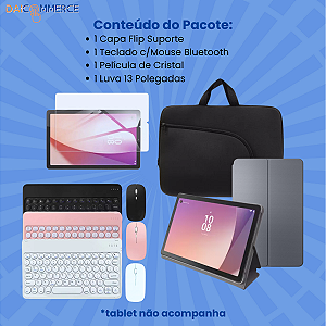 Kit Completo para Tablet Lenovo Tab M9 | Capa Flip Suporte + Teclado Mouse Bluetooth + Película Anti-risco + Luva 13’ Neoprene para Transporte
