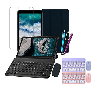 Kit Capinha Suporte p/ Tab Nokia T10 NK099 8”+ Película de Hidrogel+ Teclado c/ Mouse Bluetooth + Caneta Touch