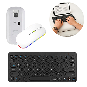 Kit Teclado e Mouse Bluetooth Sem Fio Universal | Conexão Estável para PC, Tablet e Celular | Design Ergonômico e Portát