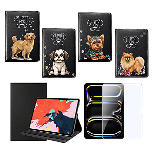 Capa Suporte 360º Giratória para iPad 11 Pro com Estampa Personalizada + Película de Vidro Temperado