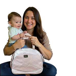 Bolsa Maternidade Rosa C/Listras Praticidade e Estilo p/Dia Dia do Bebê