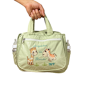 Bolsa Maternidade Verde Amiguinhos da Floresta Leve e Super Funcional
