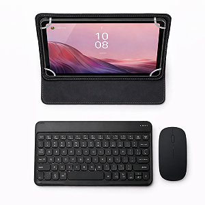 Kit p/Lenovo M9 Capa Giratória + Teclado Mouse BT + Película