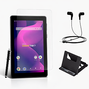 Kit para Tab Vision 7 Película + Fone + Caneta + Suporte