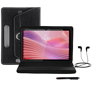 Kit Capa Giratória para Tablet Lenovo 10.1 + Película + fone