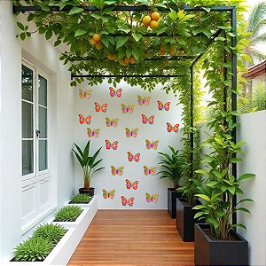 Kit 28 Borboletas Decorativas Com Dupla Face P/ Jardim