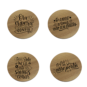 Kit 4 Porta Copos Redondo Personalizados com Mensagens de Fé