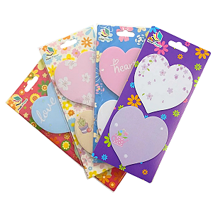 Bloco de Notas Coração Adesivo Kit com 2 Blocos 20 Folhas