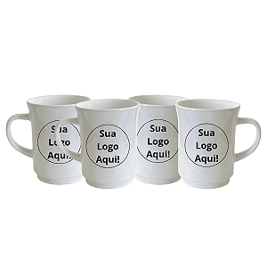 Kit de Caneca de Porcelana Branca Personalizável e Logotipos