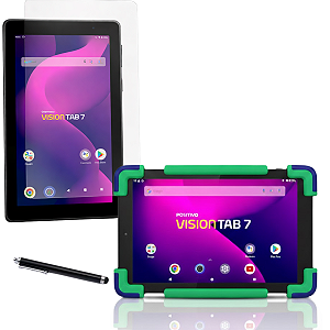 kit Capa infantil + Película Caneta para Tablet Vision Tab 7