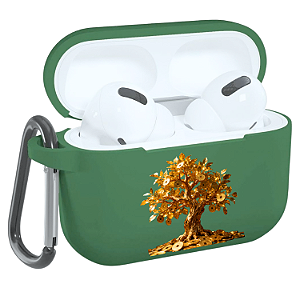 Capa p/ AirPods Pro 3 Verde, Silicone Personalizado - Árvore da Fortuna