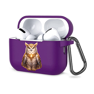 Capa p/ AirPods Pro 2 Roxo, Personalizado Silicone - Coruja