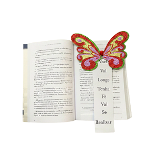 Marca Página Personalizado Frase de Borboleta Glitter Marcador Livro
