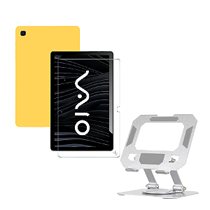 Kit Capa Adaptável Silicone p/Tablet VAIO TL10 10.4 -Película Suporte de Metal