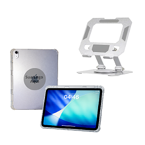 Capa Personalizado Transparente p/ Ipad 11 A16 + suporte de metal