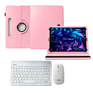 Kit Capa + Teclado E Mouse P/ Tablet Positivo Vision Tab 10