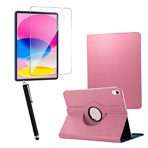 Kit Capa Giratória p/ Ipad 10A 11A A16 A2777 A2696 + Caneta Película