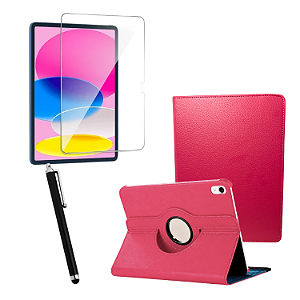 Kit Capa Giratória p/ Ipad 10A 11A A16 A2696 A2757 +Película Caneta Touch