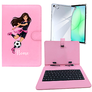 Kit Capa com Teclado  Personalizado + Capa Transparente p/ Samsung Galaxy A11 8.7