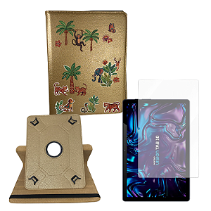 Kit Capa Personalizado Animal p/ Tablet Positivo Vision Tab 10 Película