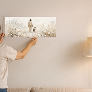 Adesivo Pastor com Ovelhas 60cm x 24 cm - com Verniz Brilho Resistente Durável