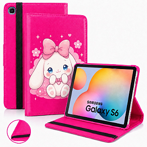 Capa Giratória Infantil Coelhinho p/ Tablet Samsung Galaxy Tab S6 Lite 10.4 - Alta Proteção