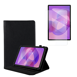 Kit Capa Giratória Protetora + Película Vidro p/ Tablet Lenovo Idea Tab 11
