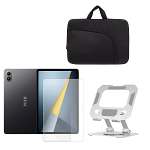 Kit Película + Suporte de Metal + Bolsa Luva p/ Tablet Xiaomi Poco Pad M1 12.1