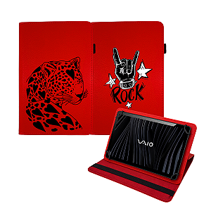 Capa Giratória Personalizada Rock Leoa Anti Risco p/ Tablet VAIO TL10 Tela 10.4