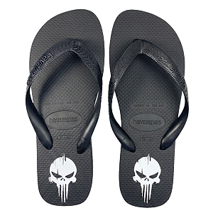 Chinelo Havaianas Personalizado Caveira Preto Estampado